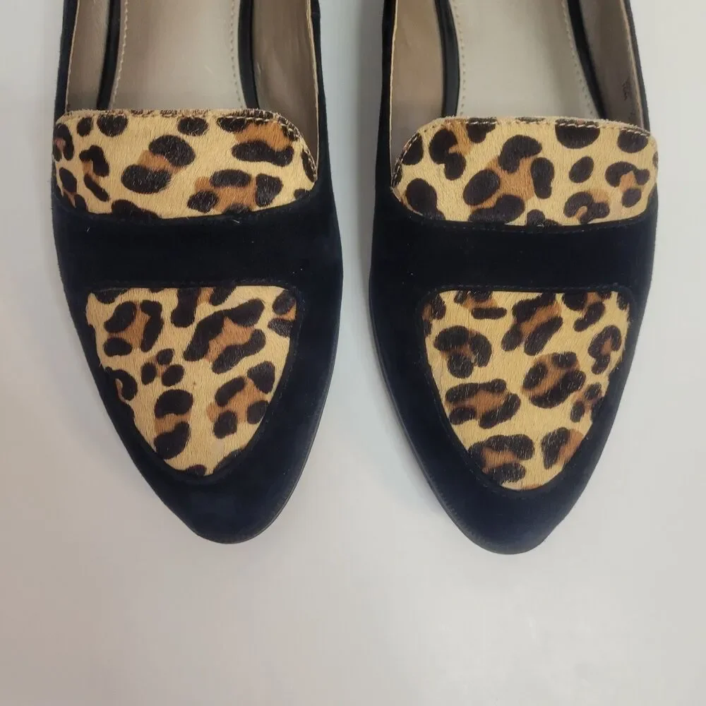 Alfani Black Flats with Leopard Print
